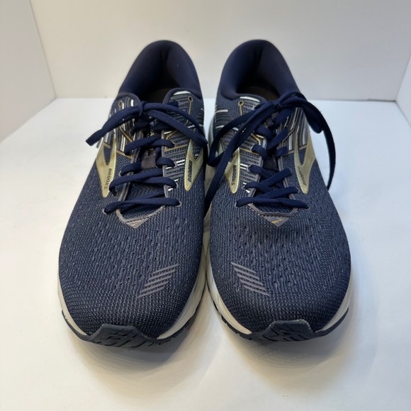 Brooks Adrenaline GTS 19 Men Running Shoe Navy Blue Gold Performance Sneakers 13